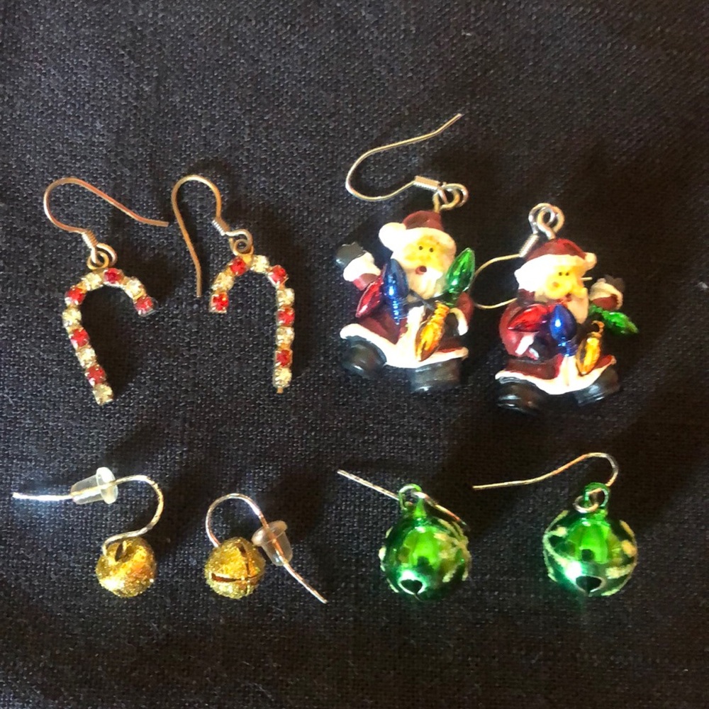 3 pairs of Vintage Christmas dangling earrings